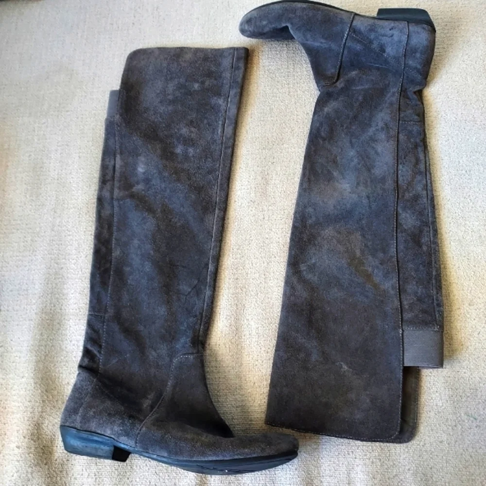 Nine West Over the Knee Low Heel Suede Boots Sz-10
